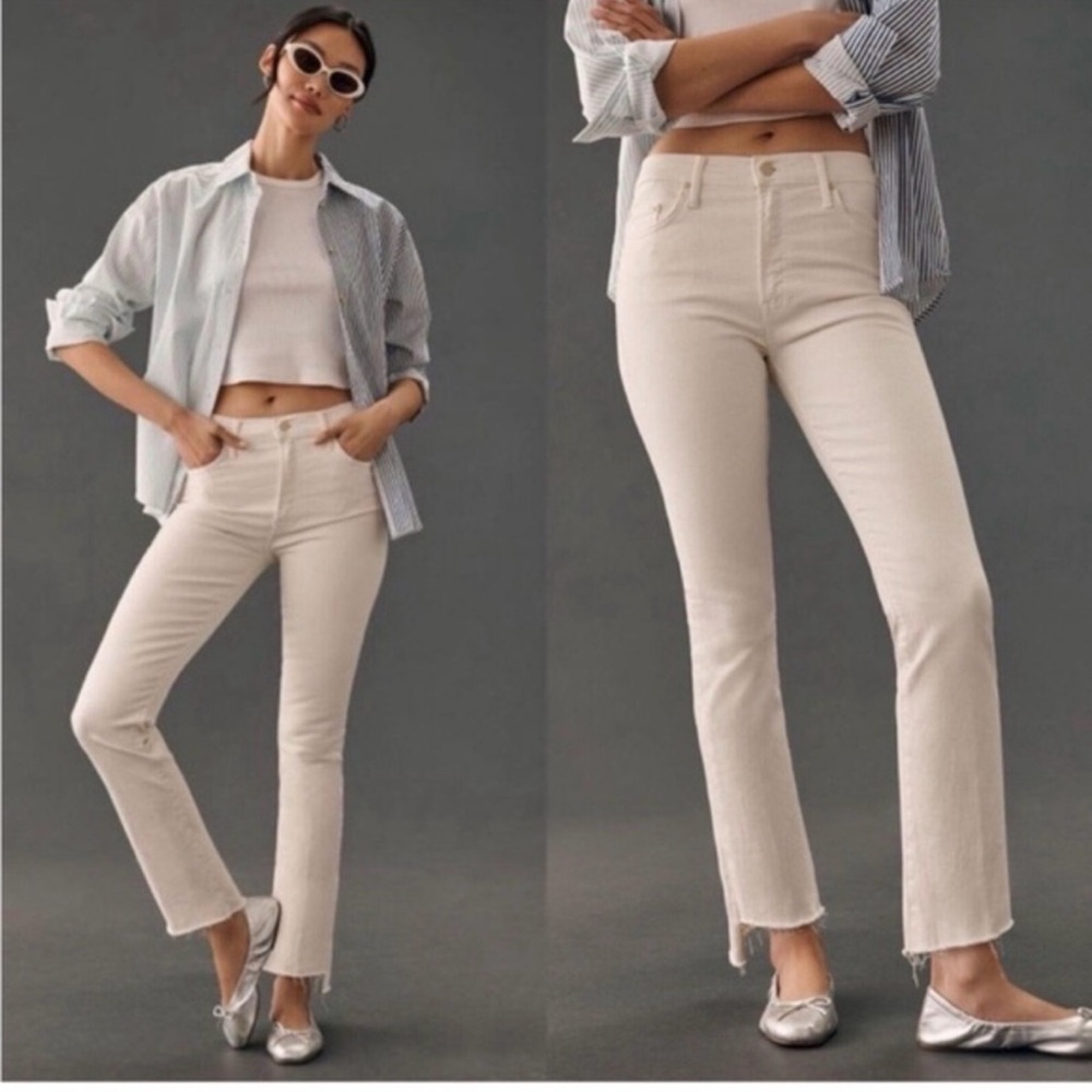 MOTHER Insider Crop Step Fray in Cream Puffs